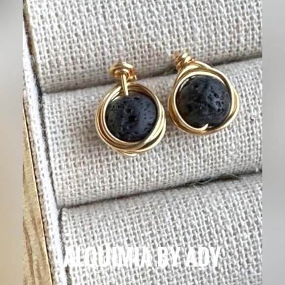 Alquimia Gold and Black Earrings - Picture 1 of 1